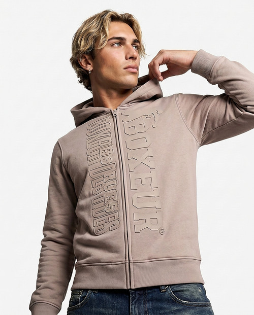 Felpa Cappuccio Full Zip Noisette Logo Noisette