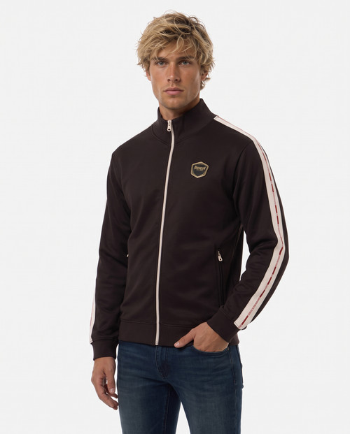 Felpa Collo Alto Full Zip Chocolate Fondant