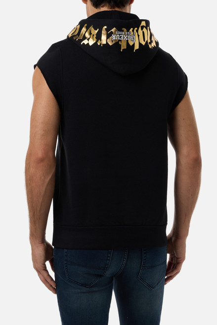 Felpa Cappuccio Smanicata Gotica Black-Gold