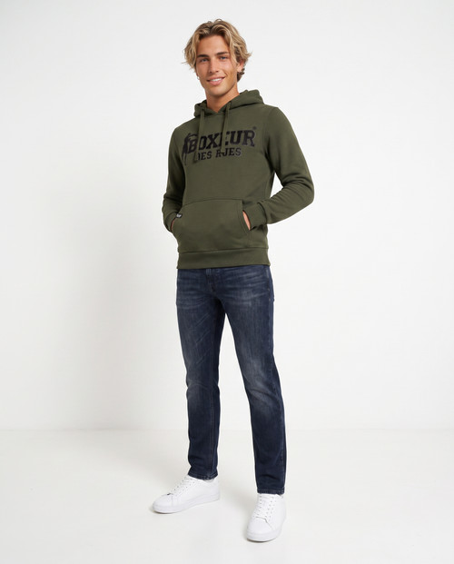 Felpa Cappuccio Logo Olive Green