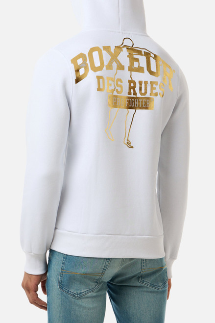 Felpa Cappuccio Logo White-Gold