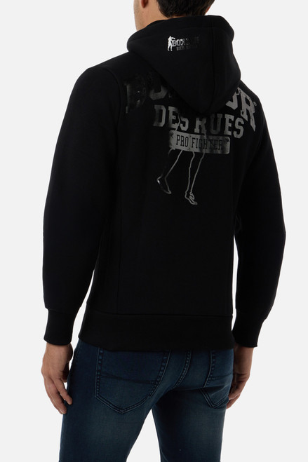 Felpa Logo Nera e Titanio Con Cappuccio E Zip