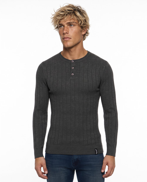 Maglione A Coste Anthracite Mel