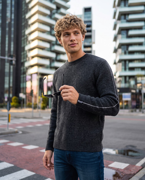 Maglione Girocollo Anthracite Mel