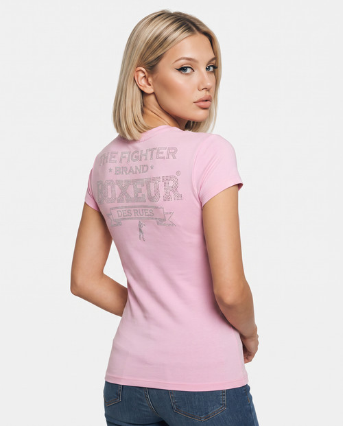 T-Shirt Rose Con Strass