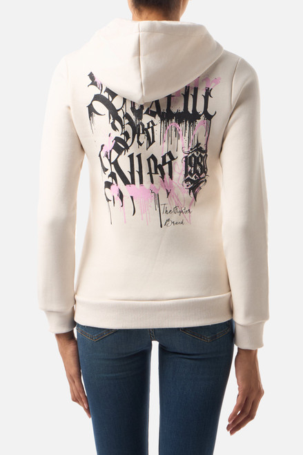 Felpa Graficata Warm Blank-Rose Con Cappuccio