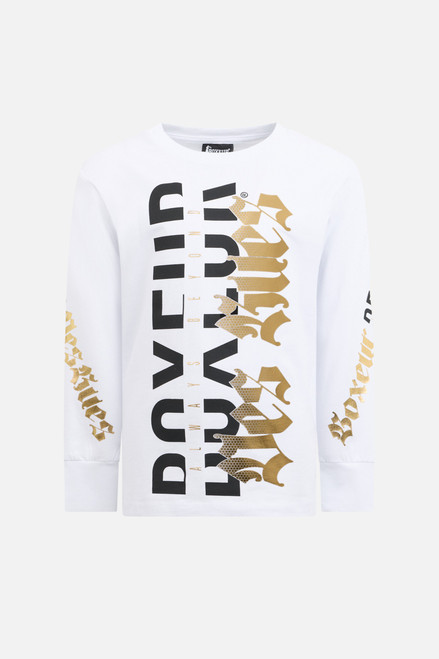 T-Shirt Manica Lunga Bianca E Oro