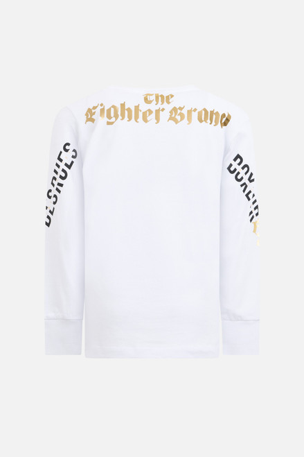 T-Shirt Manica Lunga Bianca E Oro
