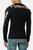 T-Shirt Nera e Oro A Manica Lunga Con Stampe