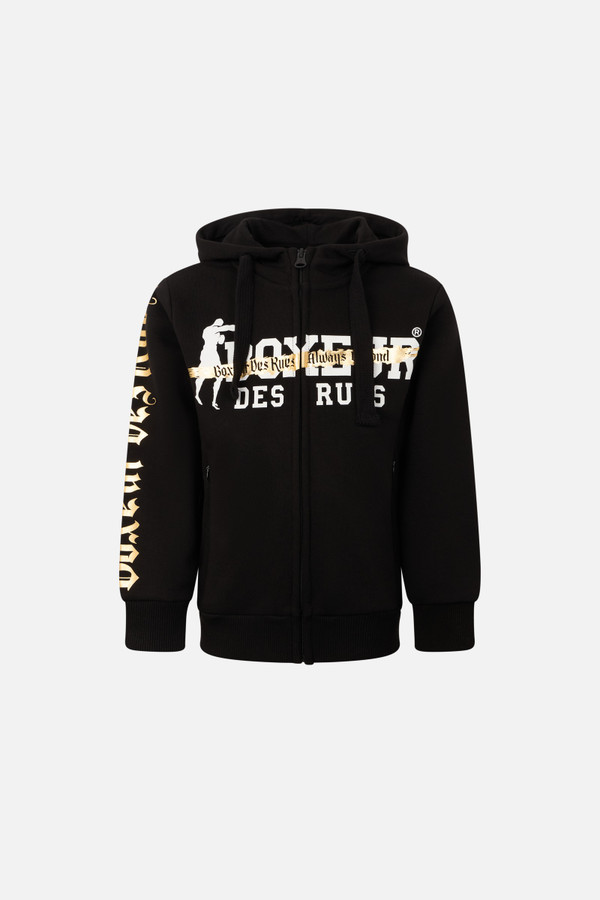 Logo Black Zip Hoodie Black-Gold