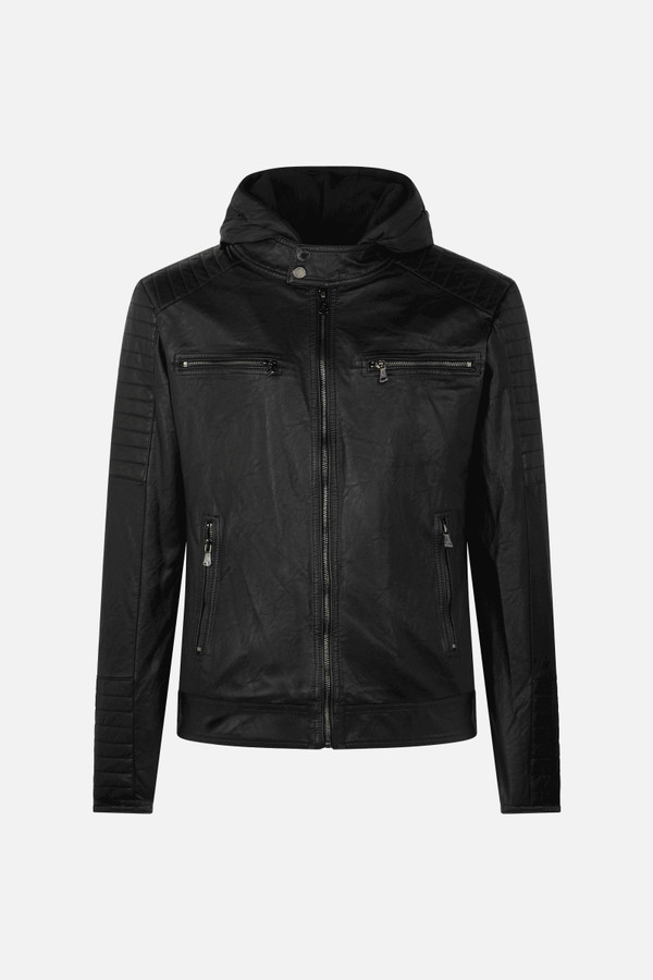 Hoodie Faux-Leather Jacket