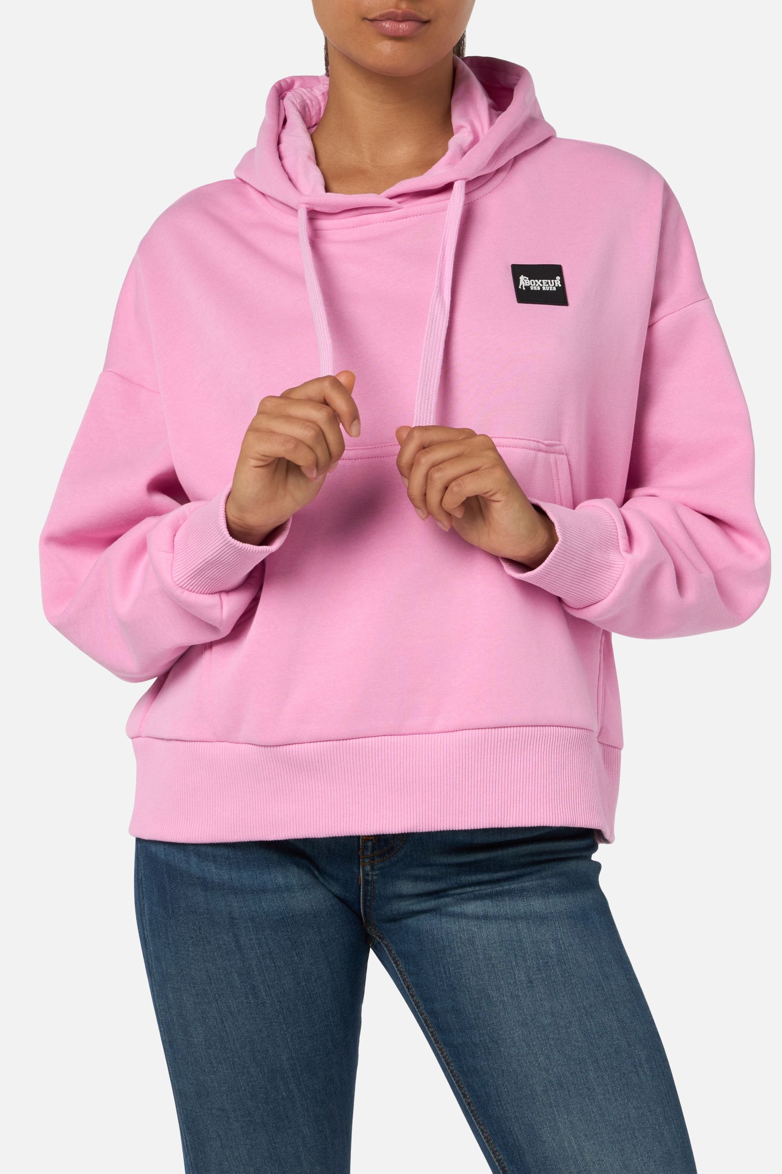 Pink Crop Box Hoodie Pink