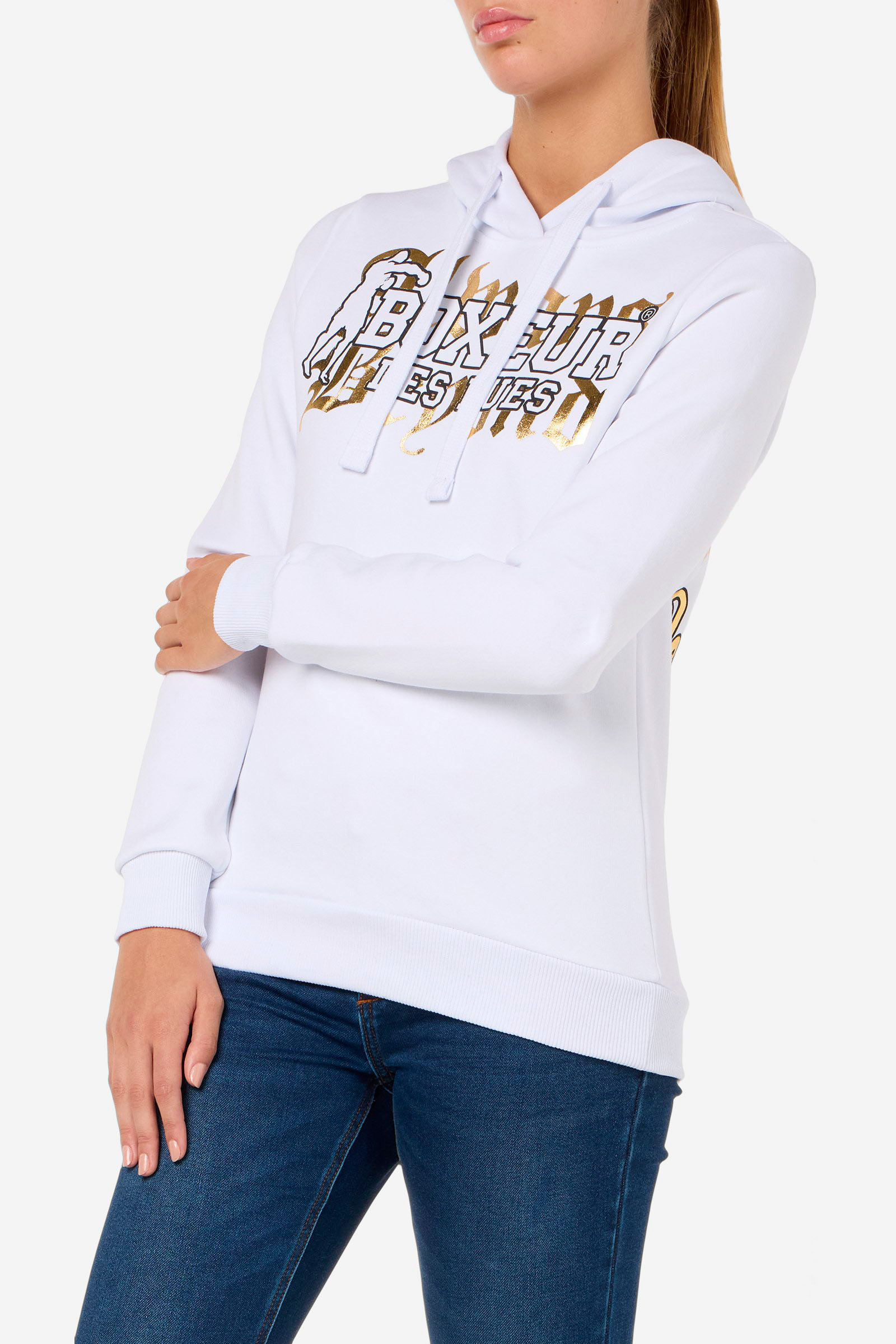 White And Gold Hoodie Sweatshirt White-Gold