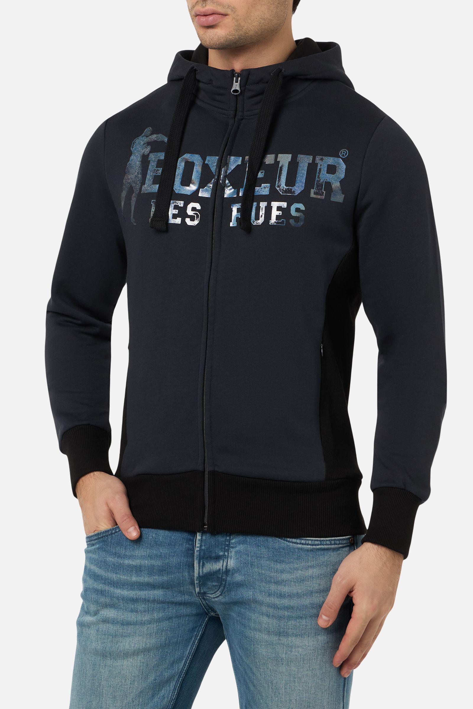 [PERSTEP]★UNRAVEL HOODIE Unravel Ripped Neck Hooded Pullover
