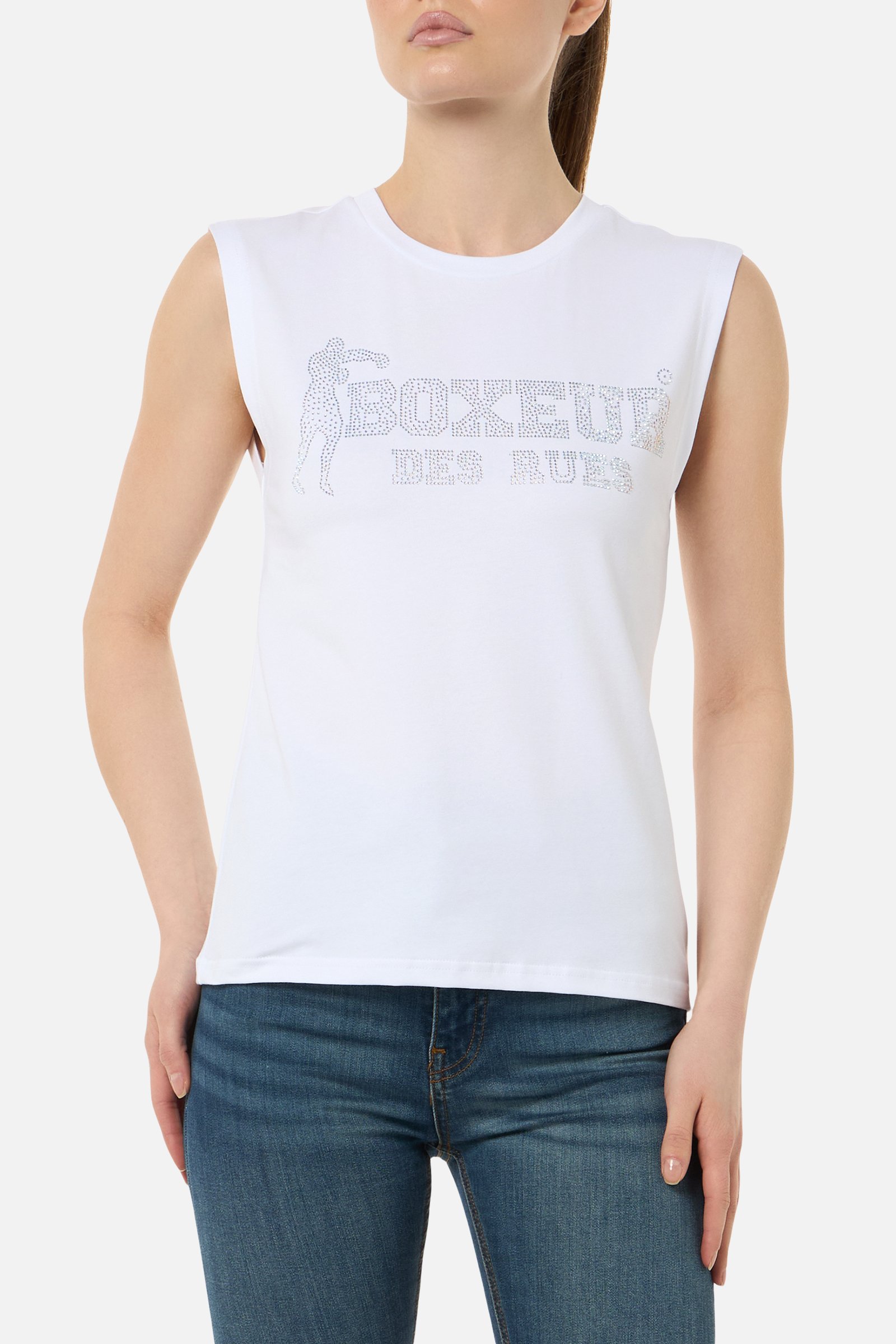 Black Logo Tank Top White