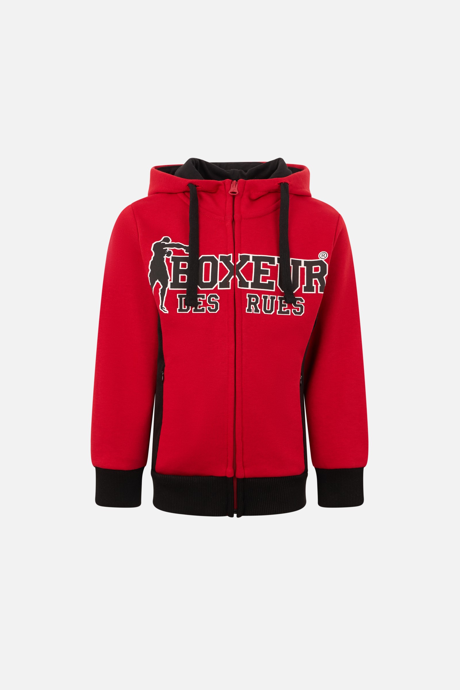 Logo Black Zip Hoodie Red