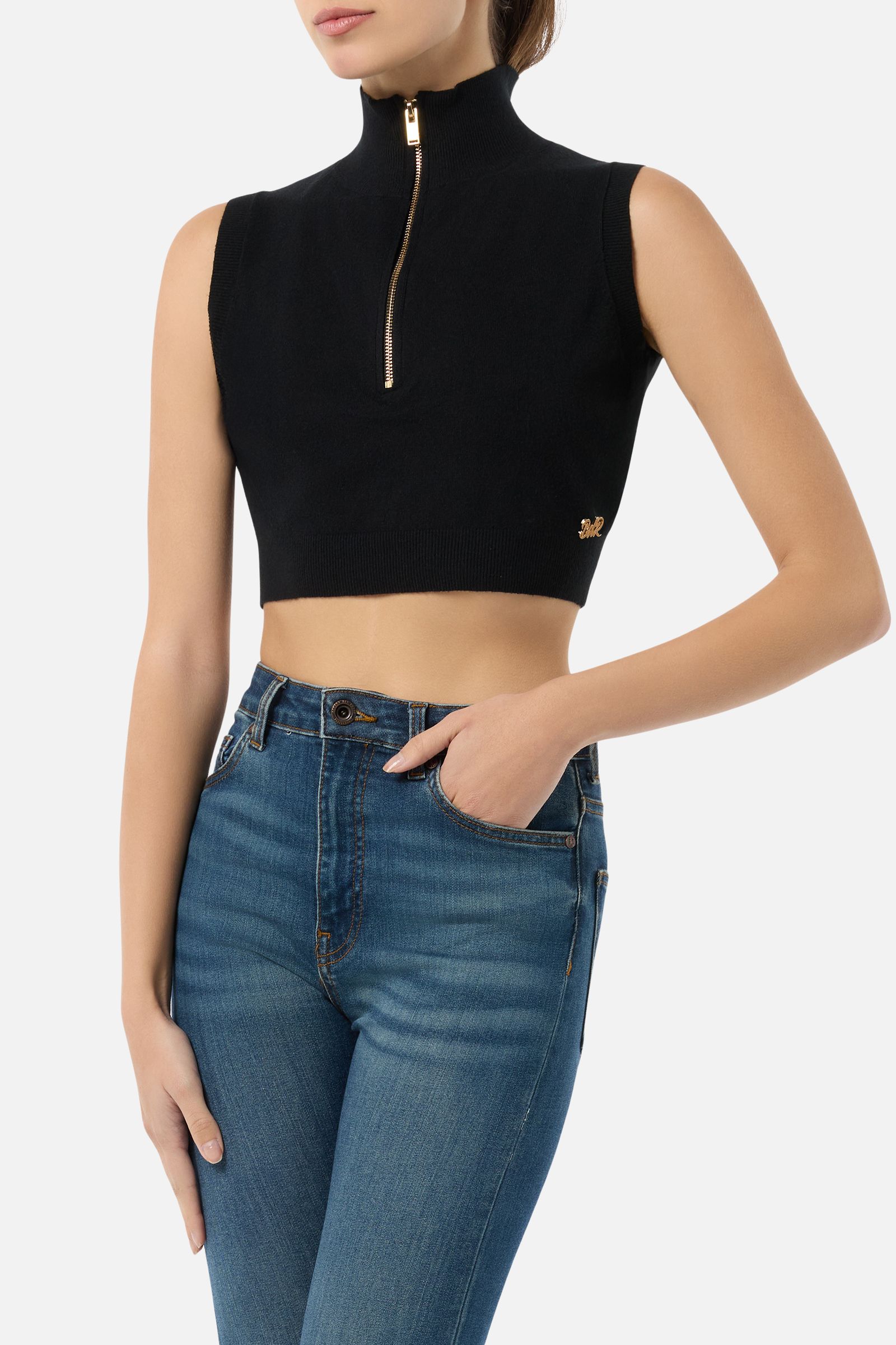 Black Knitwear Tank Top Black