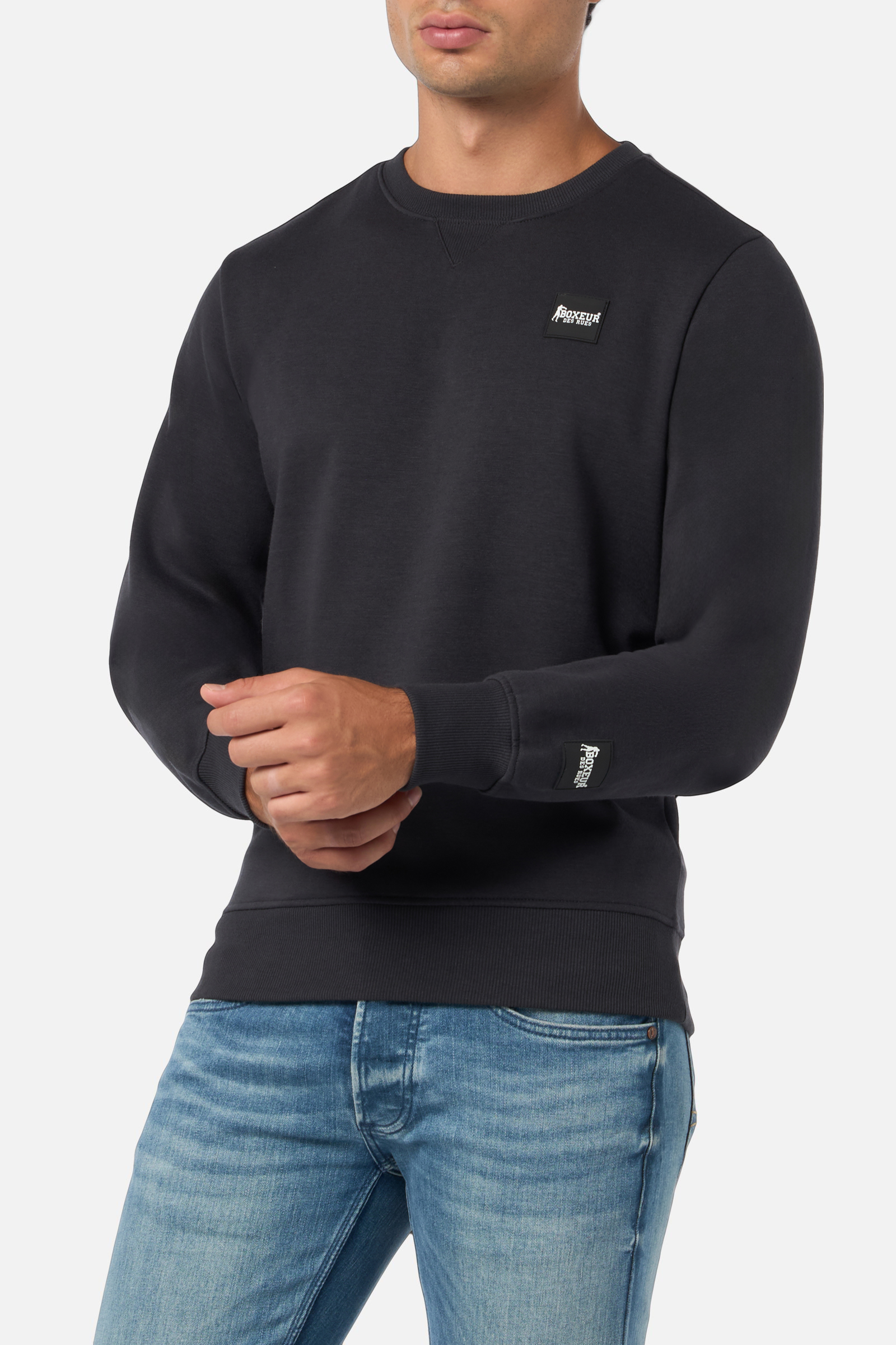 Round Neck Sweatshirt In Anthracite Colour Anthracite