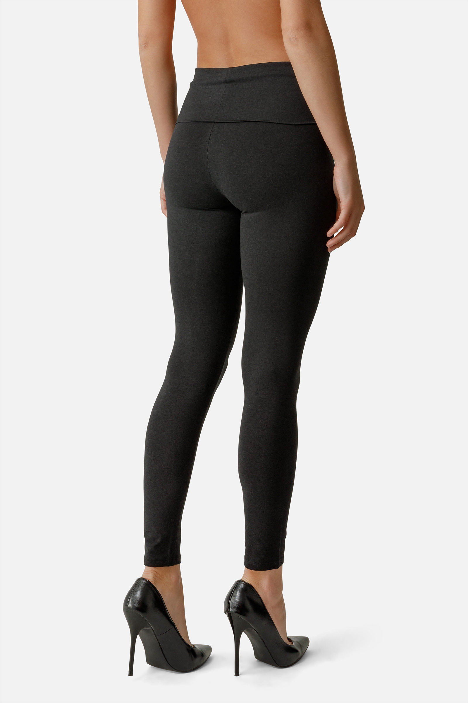 Folded High-Waisted Leggings Black