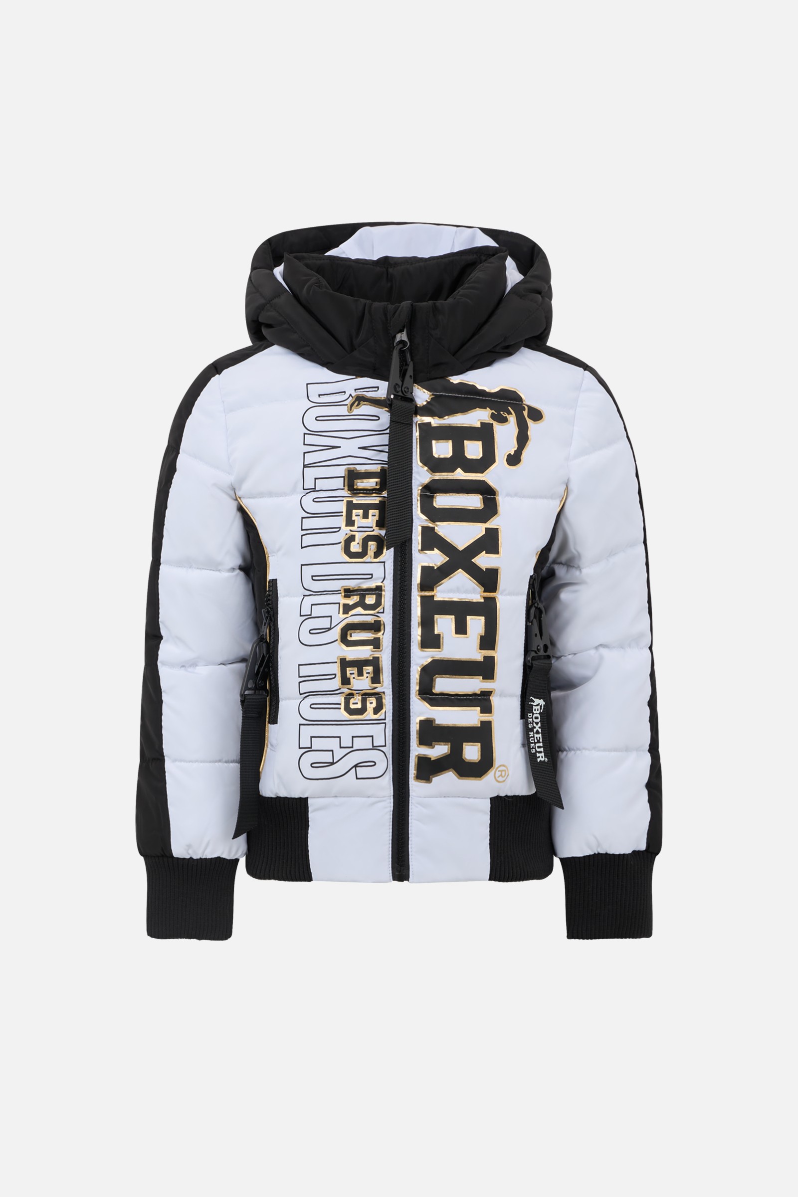 Logo Padded Jacket With Gold Details White-Gold