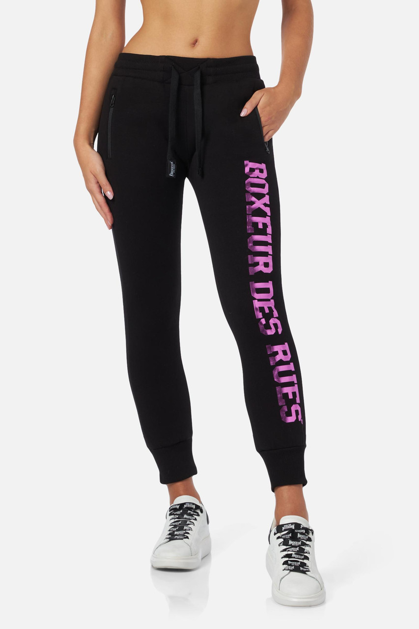 Victoria's Secret Pink Sweatpants Skinny Jogger (Black/White Logo, L)