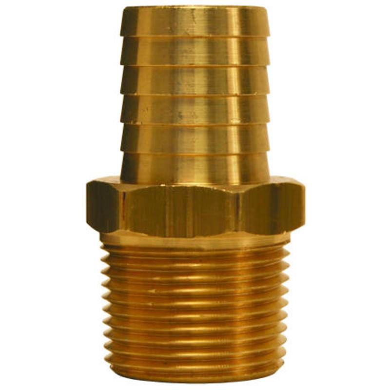 2-Pack 1/4 Inch Hose Barb X 3/4 Male NPT Brass Adapter Fitting - Fuel/Water/Air