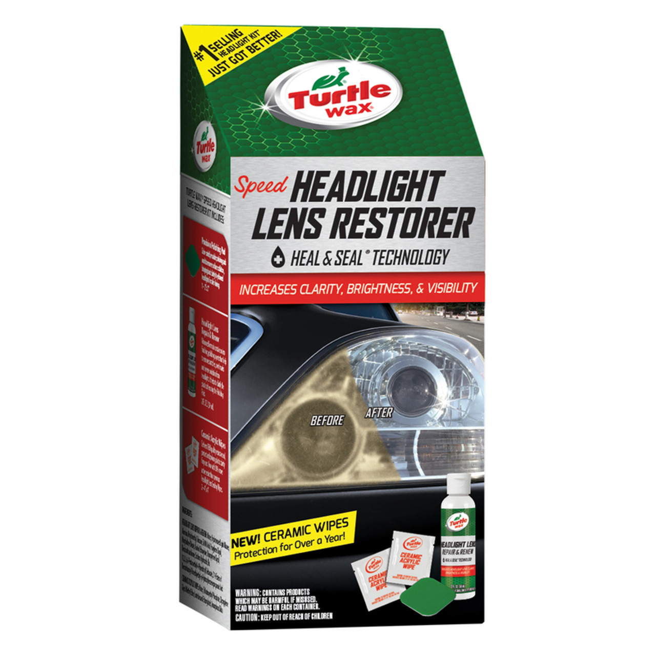 Turtle Wax New Speed Headlight Lens Restorer Kit, Heal and Seal 