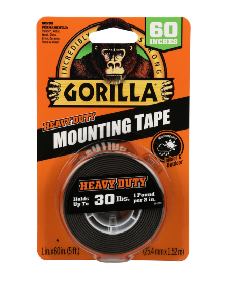 Gorilla Double Sided 1 in. W X 60 in. L Mounting Tape Black No