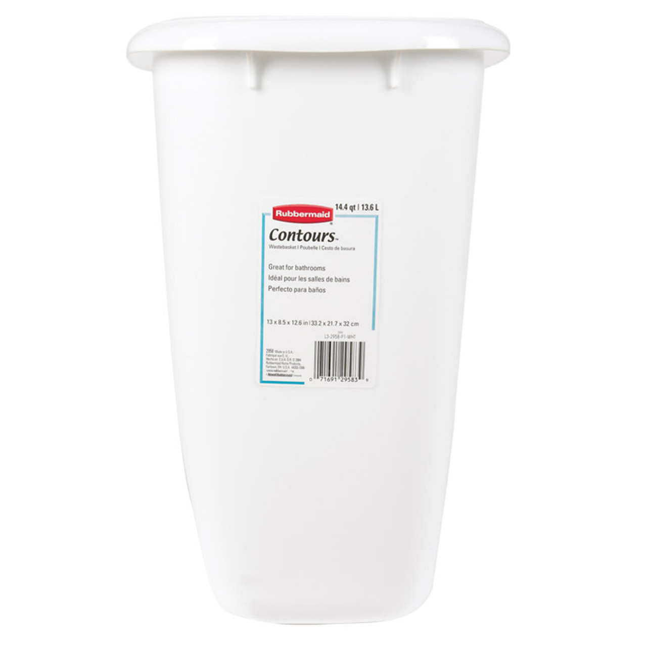 15 Quart Vanity Wastebasket, Plastic, White - No. 2958-00-WHT