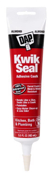 Tub & Tile Adhesive Caulk Almond Paintable 5.5 Oz Brand Kwik Seal - No. 18013
