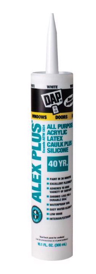 Caulk Acrylic Latex Plus Silicone White 10.1 Oz, Alex Plus - No. 18152