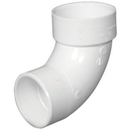 PVC DWV 90 Degree Street Elbow Hub X Spigot, Multiple Sizes