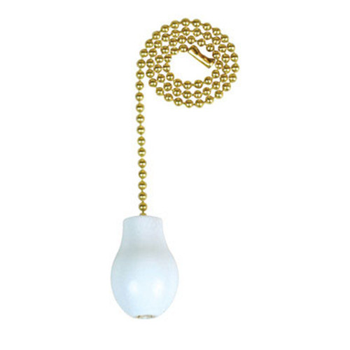 12" Pull Chain, Beaded, With White Wood Knob - No. 60319