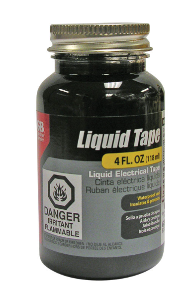 Brush-On Liquid Electrical Tape, Black, 4 oz Can - No. LTB-400