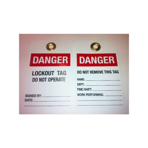 Lock Out Tag, 3-1/2" X 5-1/4" - No. LOCKOUTTAG Lock Out Tag, 3-1/2" X 5-1/4" - No. LOCKOUTTAG