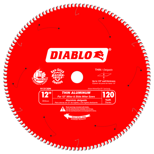 Diablo 12” x 120 Tooth Thin Aluminum Cutting Saw Blade - No. D12120N Diablo 12” x 120 Tooth Thin Aluminum Cutting Saw Blade - No. D12120N