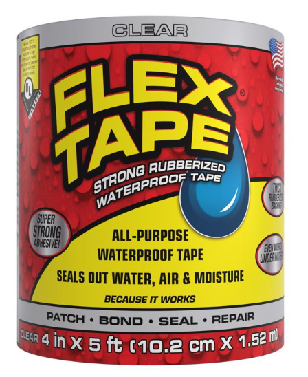 4" X 5 ft Flex Tape, Clear - No. TFSCLRR0405