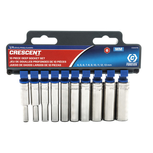 10 Pc. 1/4" Drive 6 Point Deep Metric Socket Set - No. CSAS11N 10 Pc. 1/4" Drive 6 Point Deep Metric Socket Set - No. CSAS11N