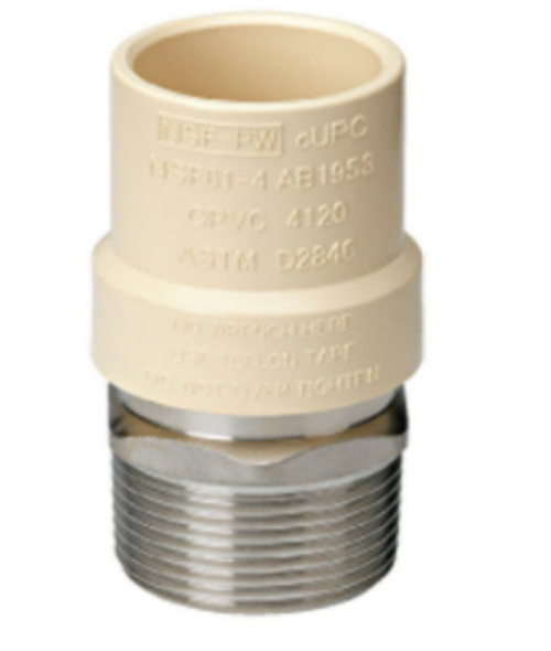 SCH 40 1/2" Slip x 1/2" Diameter CPVC Transition Adapter - No. 542-12-12-B SCH 40 1/2" Slip x 1/2" Diameter CPVC Transition Adapter - No. 542-12-12-B