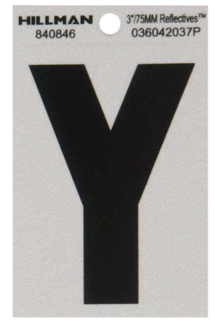 3 in. Reflective Black Mylar Self-Adhesive Letter Y  - No. 840846