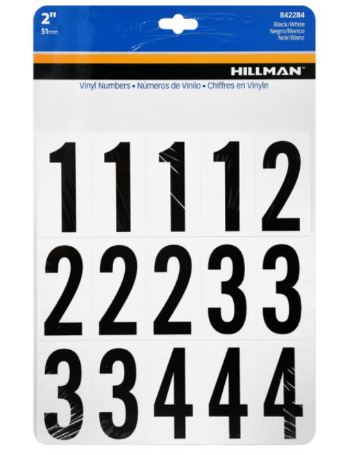 35pc. 2 in. Black Vinyl Self-Adhesive Number Set 0-9 - No. 842284