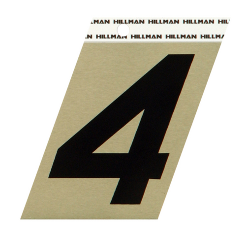 3 in. Reflective Black Metal  Self-Adhesive Number 4- No.  840560