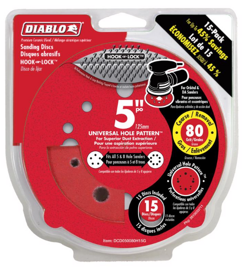 Ceramic Blend Hook and Lock Sanding Disc 80 Grit Coarse 15 pk - No.  DCD050080H15G Ceramic Blend Hook and Lock Sanding Disc 80 Grit Coarse 15 pk - No.  DCD050080H15G