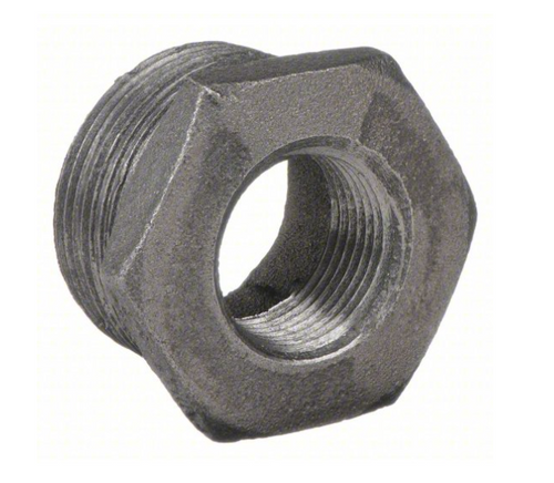 1-1/4" X 1/2" Black Malleable Iron Hex Bushing, Class 150 - No. 1BXD.BB