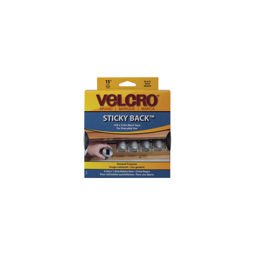 Velcro 15' x 3/4 Sticky Back Tape, Black