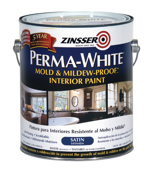 Perma-White Satin White Water-Based Mold and Mildew-Proof Paint Interior 1 gal - No. 2711 Perma-White Satin White Water-Based Mold and Mildew-Proof Paint Interior 1 gal - No. 2711