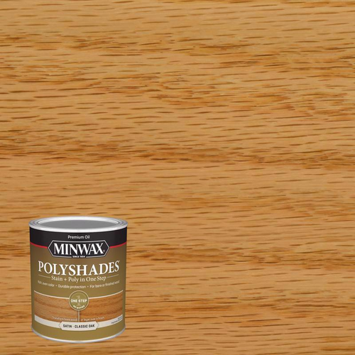 PolyShades Semi-Transparent Satin Classic Oak Oil-Based Stain/Polyurethane Finish 1 qt - No. 61370444 PolyShades Semi-Transparent Satin Classic Oak Oil-Based Stain/Polyurethane Finish 1 qt - No. 61370444