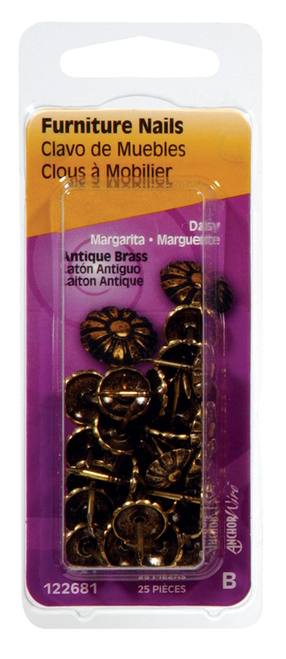 No. 64 Antique Brass Brass Furniture Nails 25 pk - No. 122681-N No. 64 Antique Brass Brass Furniture Nails 25 pk - No. 122681-N