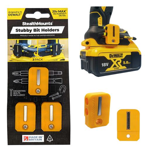 StealthMounts Stubby Magnetic Bit Holder for Dewalt XR & Flaxvolt Tools - No. BH-DW-S-YLW StealthMounts Stubby Magnetic Bit Holder for Dewalt XR & Flaxvolt Tools - No. BH-DW-S-YLW