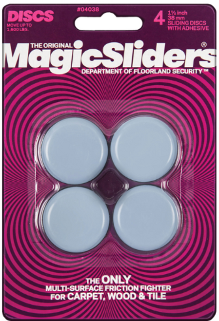 Gray 1-1/2 in. Adhesive Plastic Sliding Discs 4 pk - No. 04038